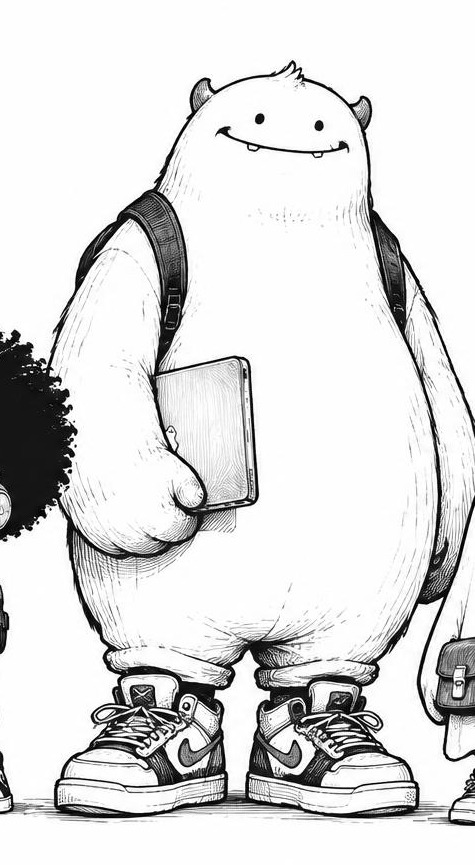 Our friendly monster carrying a laptop, ready to build